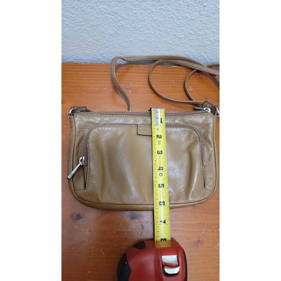 Fossil Crossbody Leather Bag Beige Small Purse With Adjustable Strap & Zippered - Picture 11 of 14